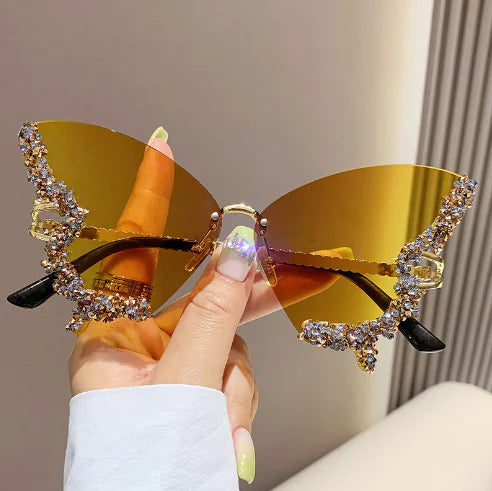 Diamond Butterfly Sunglasses New Yellow