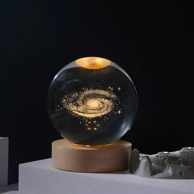 3D Laser Engraved Solar System Ball with LED Light Base I 6cm