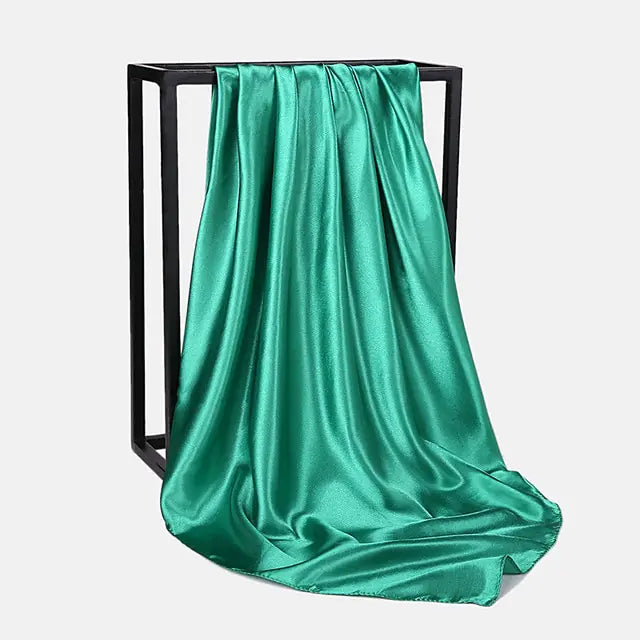 Solid Color Silk Neckerchief Scarf Green 90x90cm