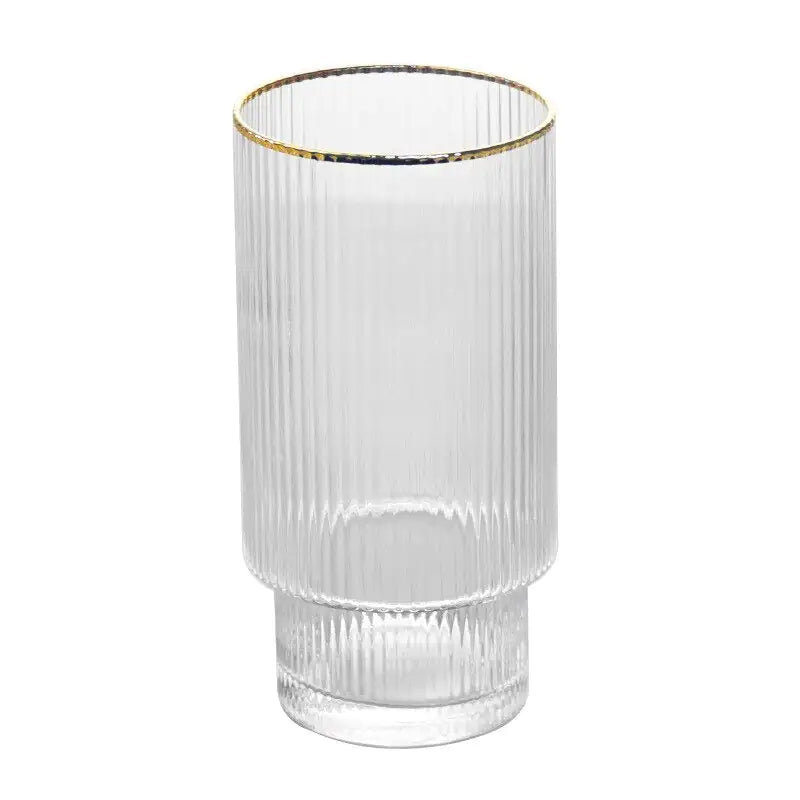 Stackable Gold Rim Ripple Drinking Glass Clear Tall x 1