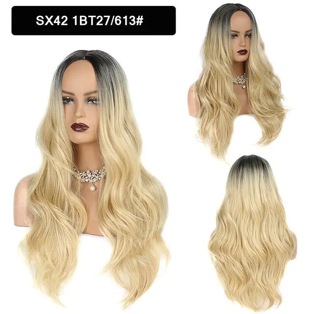 Wavy Middle Part Wigs SX42 1BT27I613 26inches