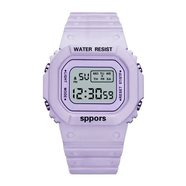 Square LED Digital Watch Purple 12