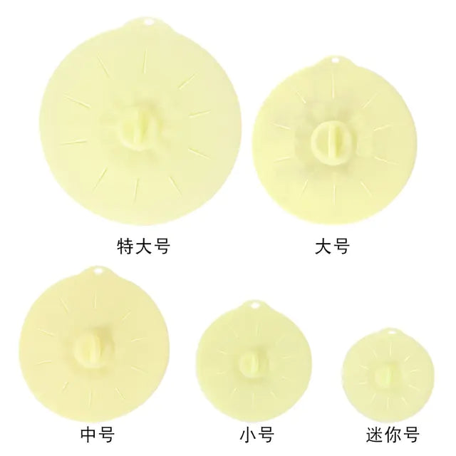 Silicone Suction Lid Cover Set Yellow Translucent