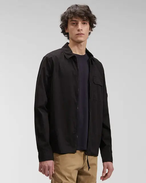 "Monochrome Cotton Jacket for Men, Casual Shirt Black L