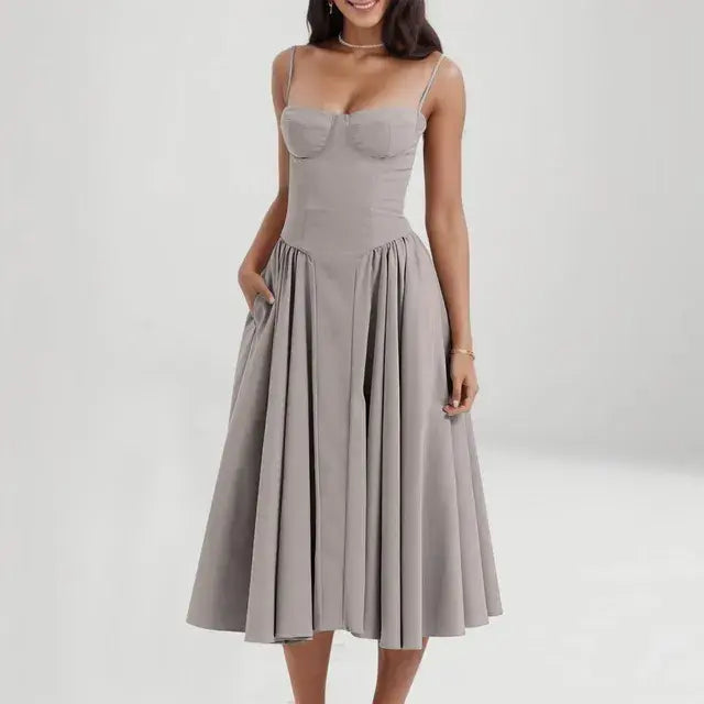 Women Sleeveless Dress Grey L
