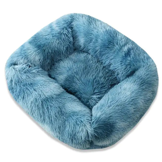 Plush Pet Bed Blue 66x56x18cm