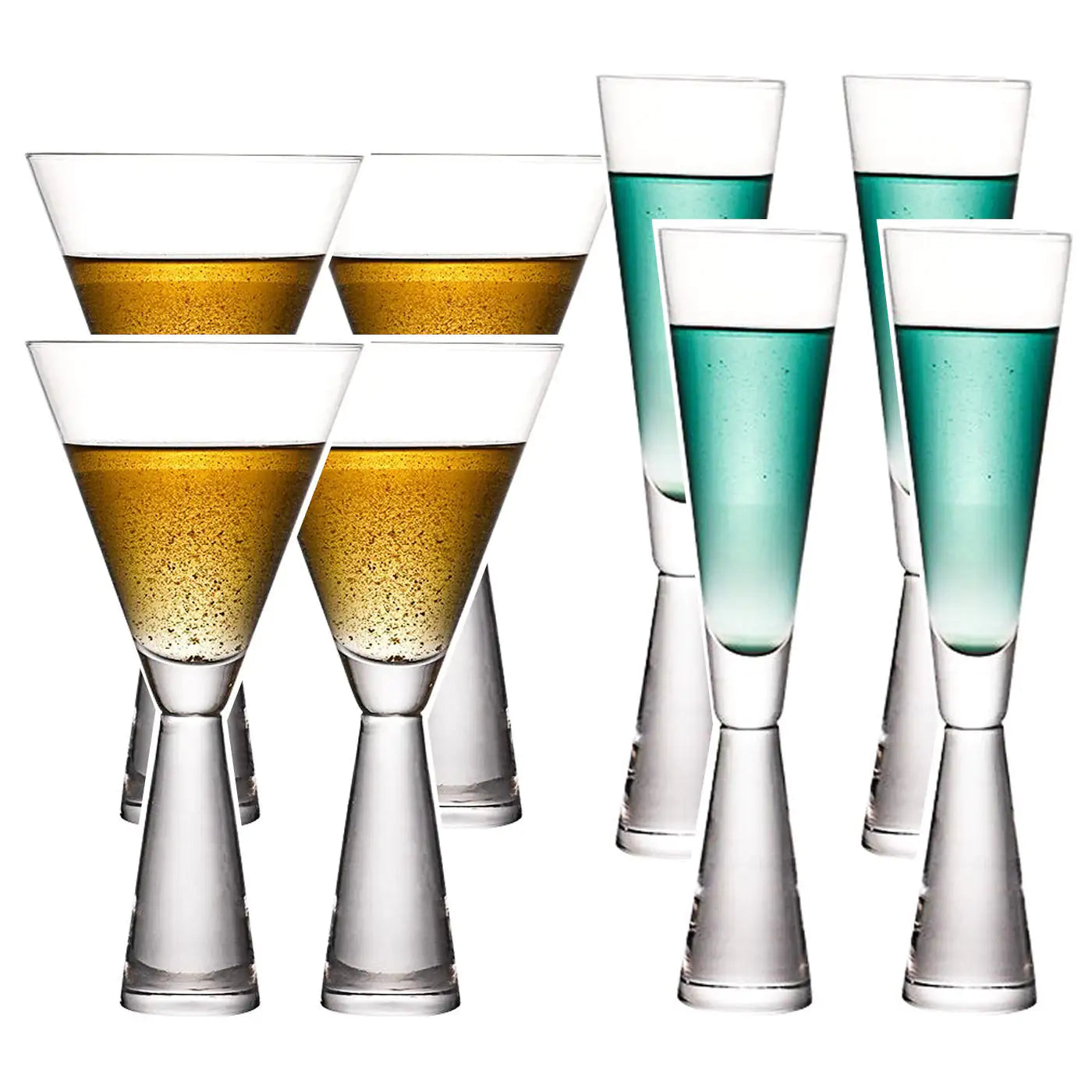 Champagne and Cocktail Glass Set Clear Set (Tall + Wide) x 4