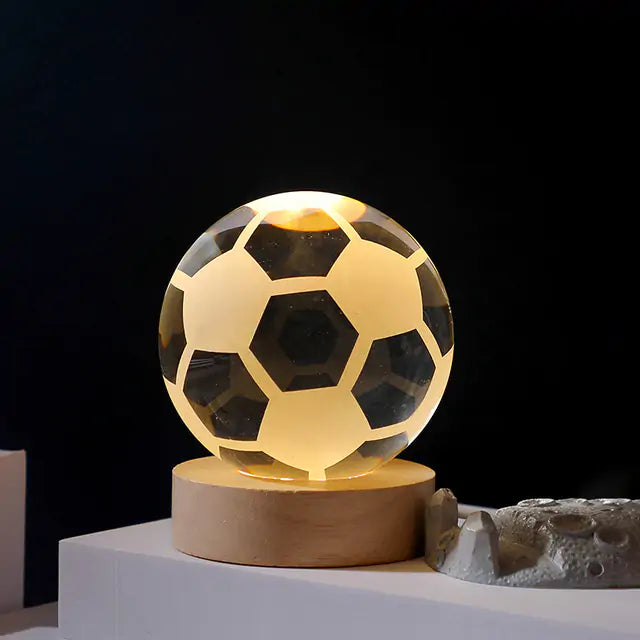 3D Laser Engraved Solar System Ball with LED Light Base N 6cm