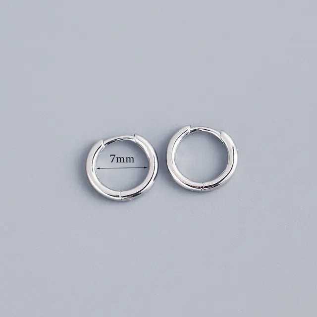 Stainless Steel Minimalist Huggie Hoop Earrings Silver 7mm