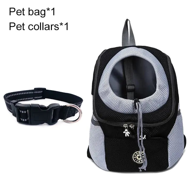 Pet Travel Carrier Bag Black with Collar M for 5-10kg