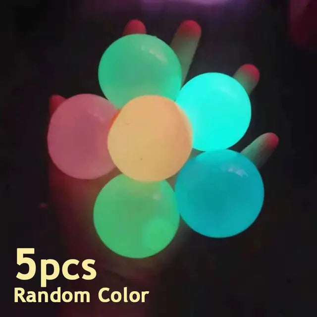 Luminous Sticky Ball Toys Multi-color 5 Pieces