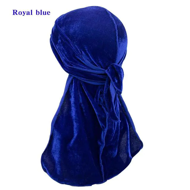 Solid Color Velvet Long Tail Durags Royal Blue