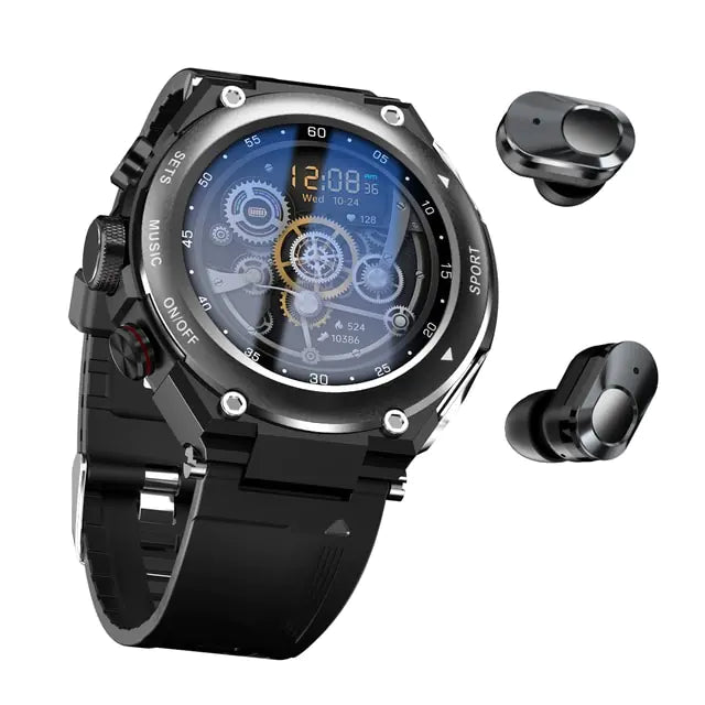 Smart Watch with Earbuds Black