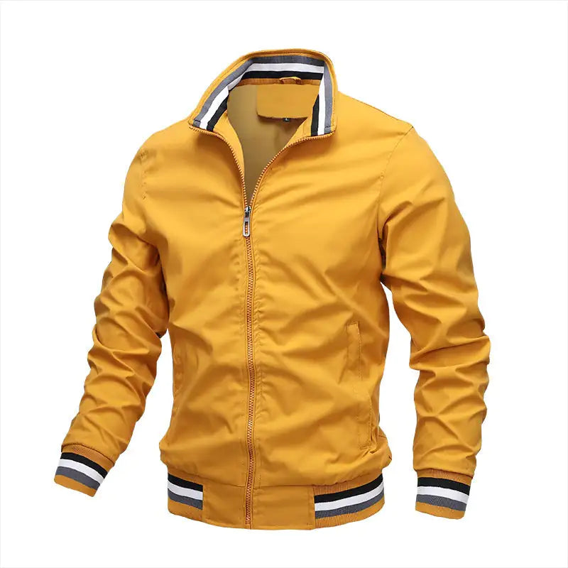 Men’s Casual Stand-up Collar Jacket Yellow M