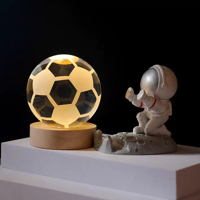 3D Laser Engraved Solar System Ball with LED Light Base X 6cm
