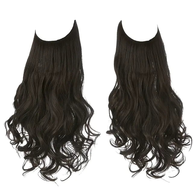 No Clip In Synthetic Hairs Black Brown 18inches