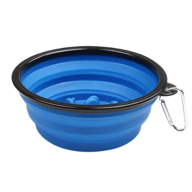Portable Anti-Gulp Slow Feeder Dog Bowl Blue