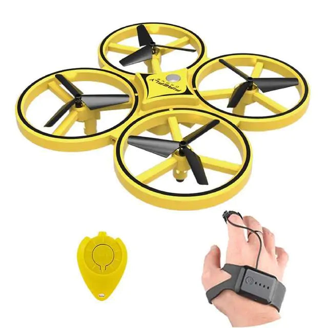 Dazzling Mini Helicopter UFO RC Drone Toy Yellow 170 * 38mm