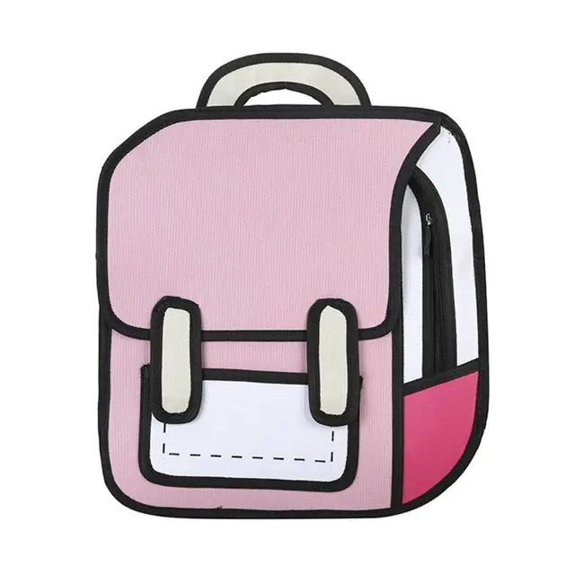 Fashion Unisex Cute Comic Bookbag Pink