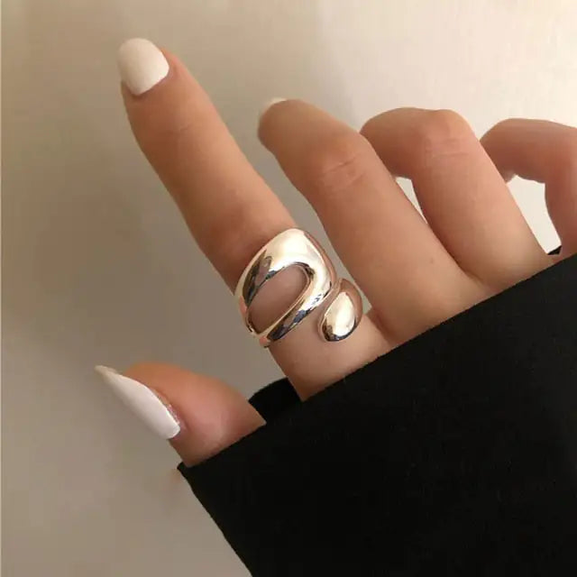 Sterling Silver Rings for Women Silver - Hollow Resizable