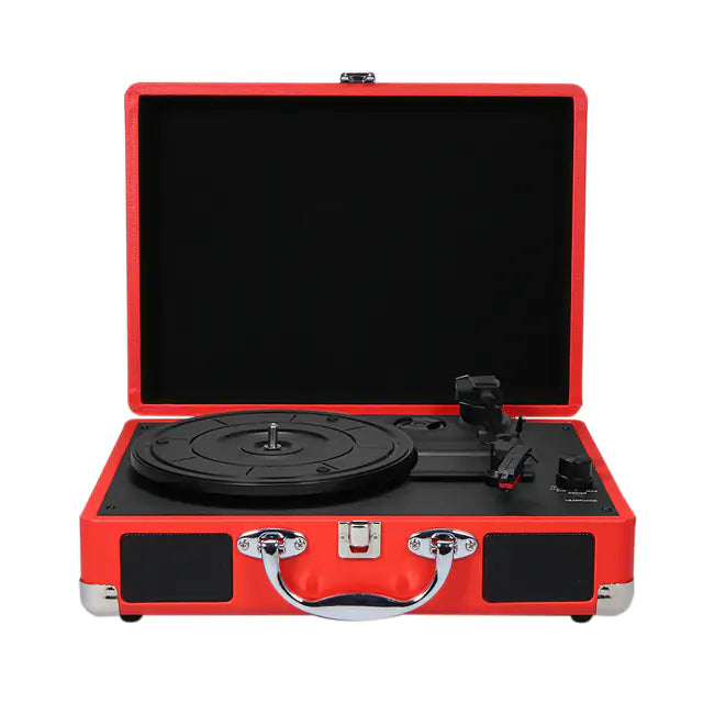 Vintage Portable Phonograph Turntables Red