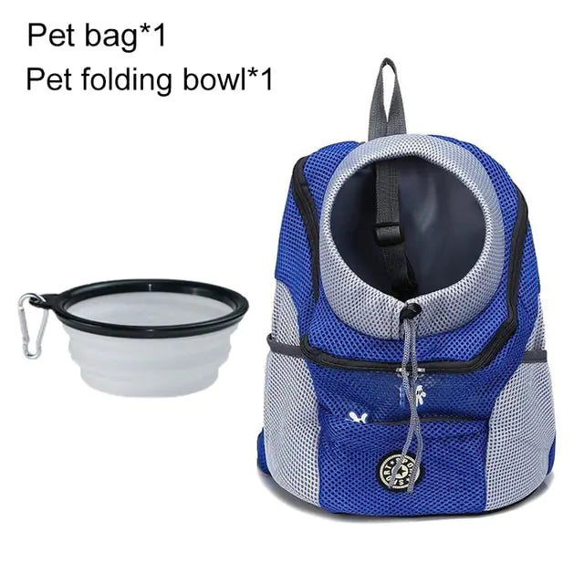 Pet Travel Carrier Bag Blue with Bowl M for 5-10kg