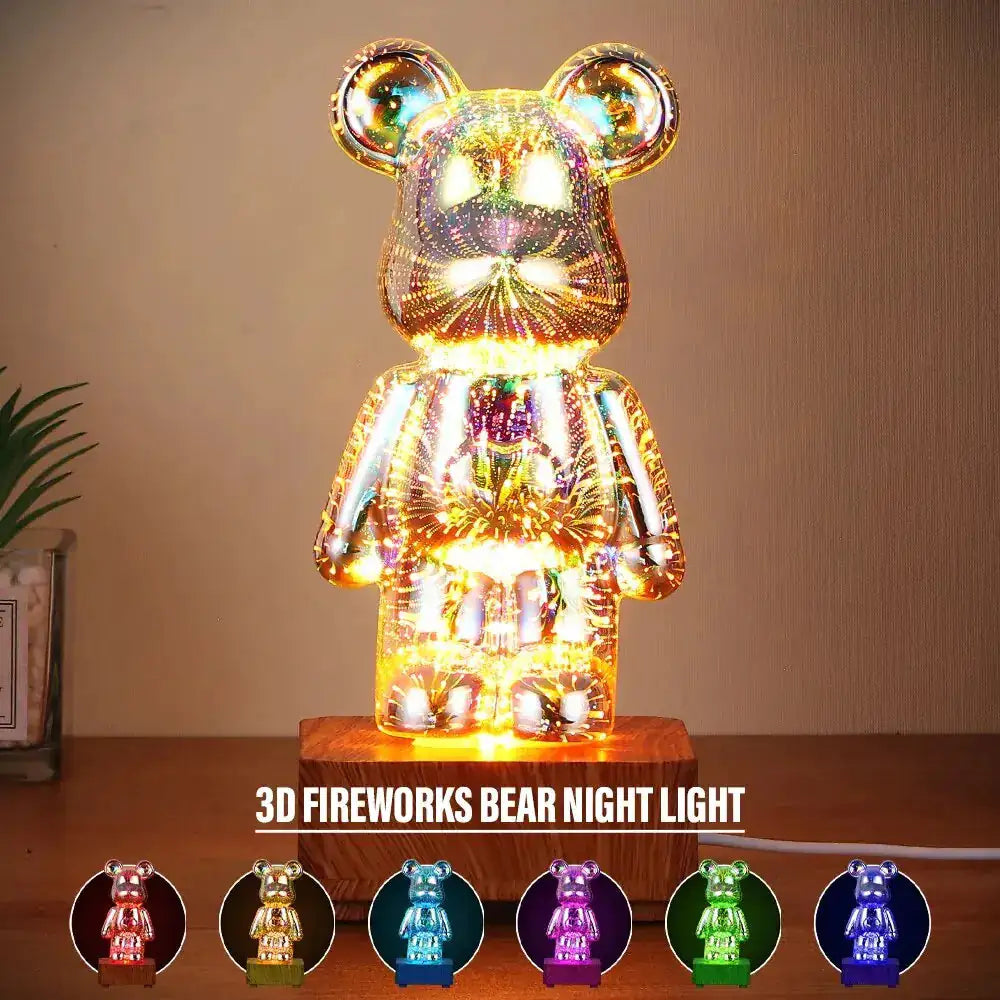 3D Bear Firework Night Light