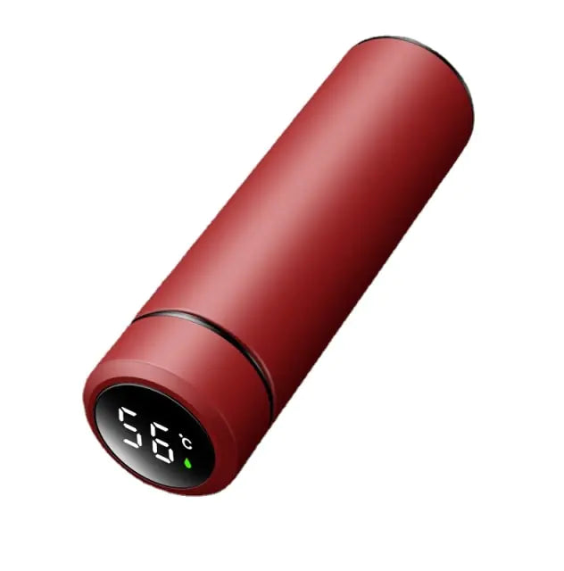 Temperature Display Thermos Bottle Red Plain 501-600ml