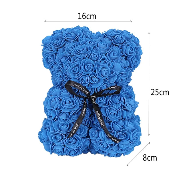 1/2pc 25cm Teddy Rose Bear with Bouquet Blue 2 2pc