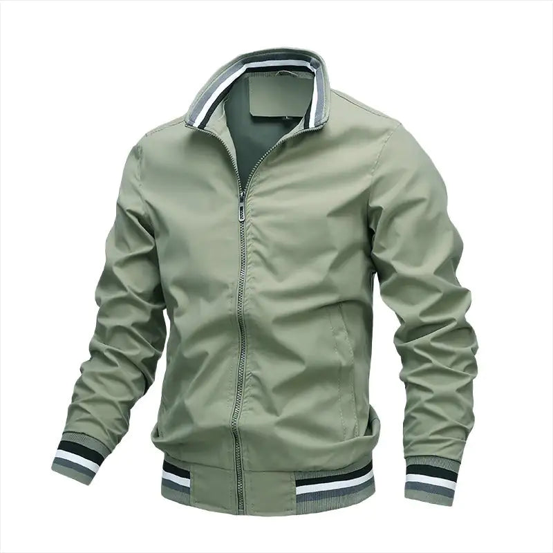 Men’s Casual Stand-up Collar Jacket Green 2XL