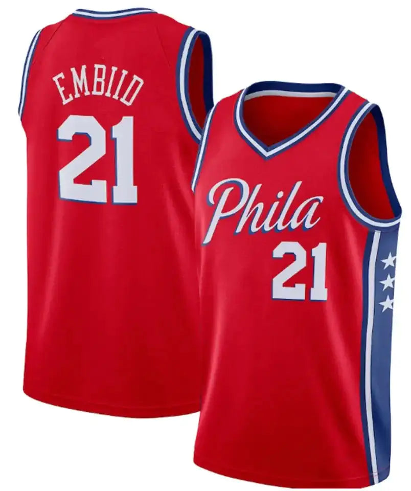 Men's Philadelphia 76ers Joel Embiid Jersey Red L