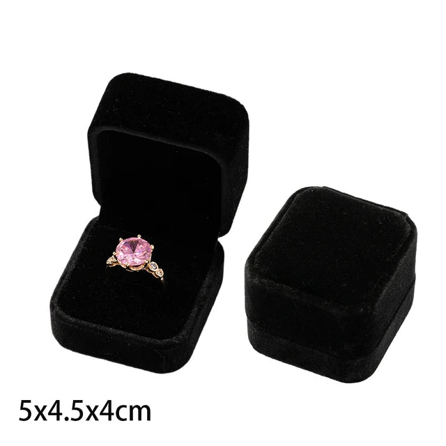Wholesale Engagement Velvet Earring Ring Packaging Box Black 5x4.5x4cm