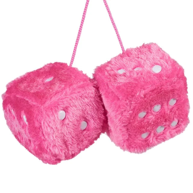 Fuzzy Plush Dice with Dots Retro Square Plush Pink 6*6cm or 7.5*7.5cm