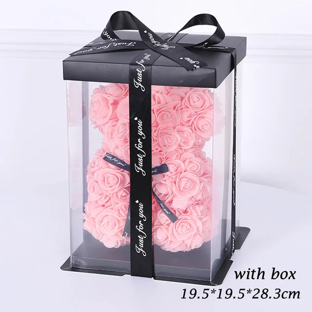 1/2pc 25cm Teddy Rose Bear with Bouquet Light Pink 1 2pc