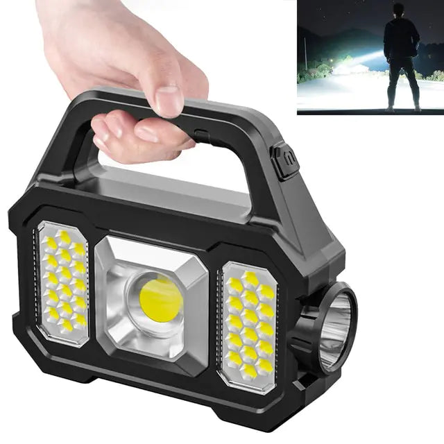 500LM Solar Rechargeable Flashlight LED Silver
