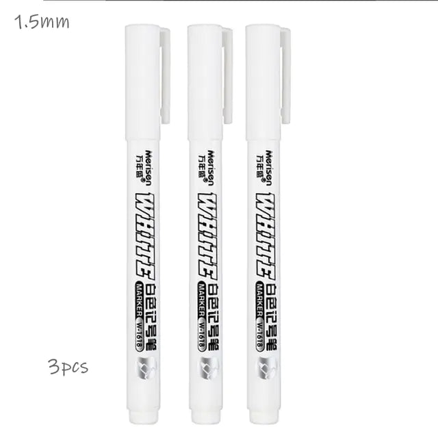 White Marker Gel Pen White 1.5 mm-3 pcs