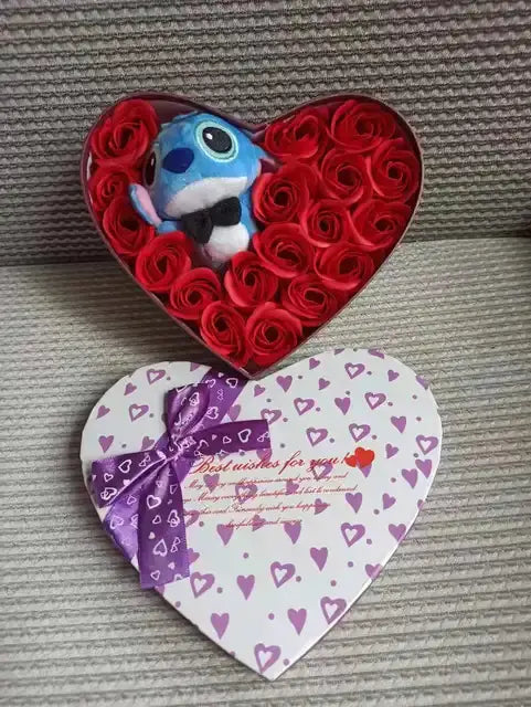 Crafted Plush Toys Red Roses + Blue Plush