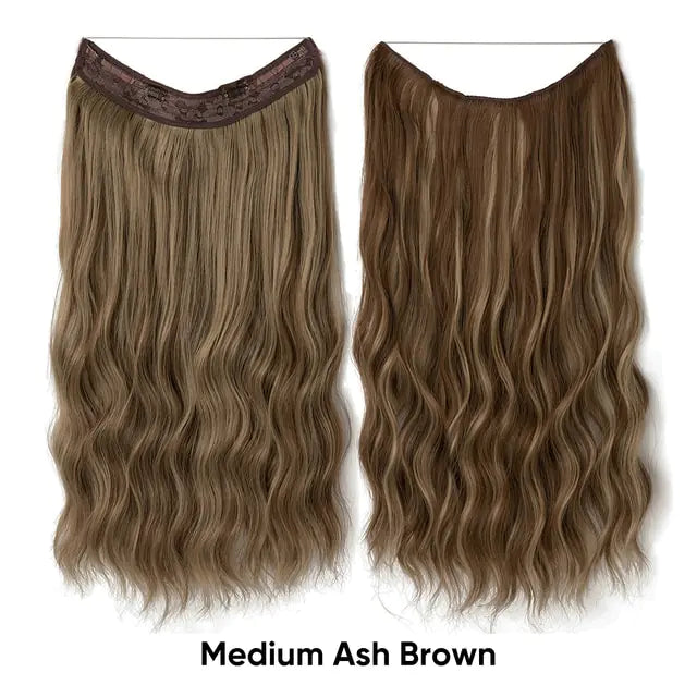Synthetic Wave Hair Extensions Medium Ash Brown 24inches