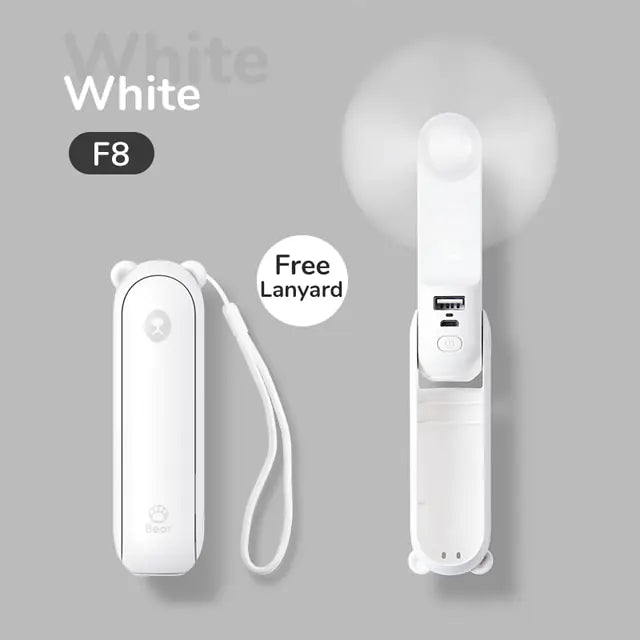 Cute Handheld Mini Fan White F8 2000mAh