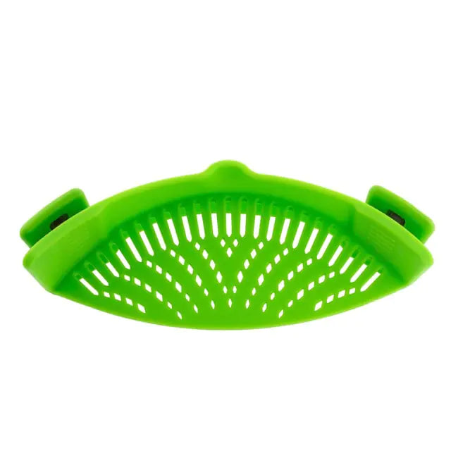 Universal Silicone Clip-On Pot Strainer Green