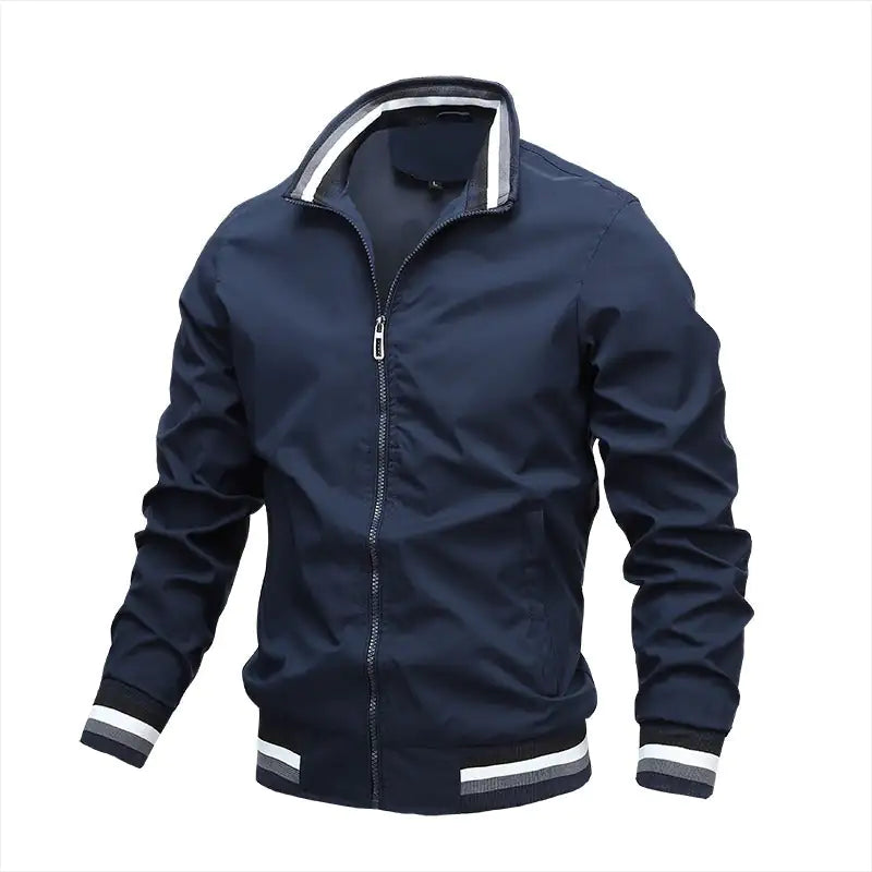 Men’s Casual Stand-up Collar Jacket Blue M