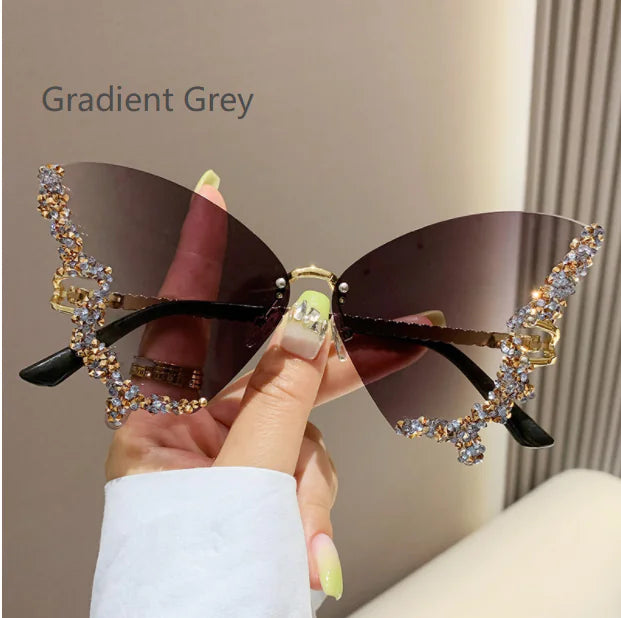 Diamond Butterfly Sunglasses New Grey
