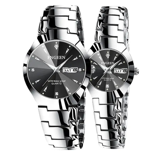 Couple Watches for Lovers Couple Silver Black