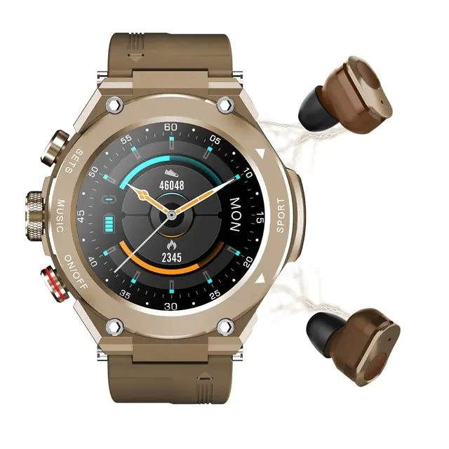 Smart Watch with Earbuds Brown