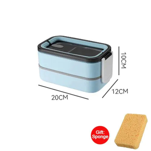 2 Layer Stainless Steel Bento Box Blue