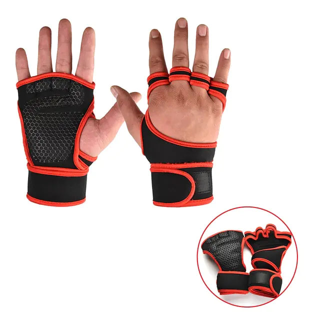 Weightlifting Training Gloves Red B XL