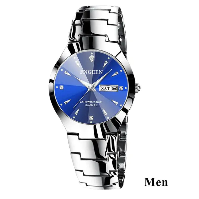 Couple Watches for Lovers Men Silver Blue