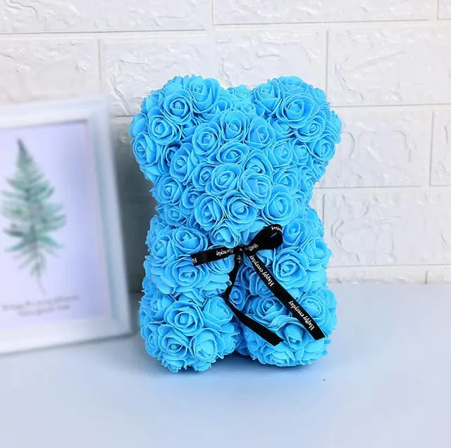 Rose Bear Flowers Sky Blue Without Crown