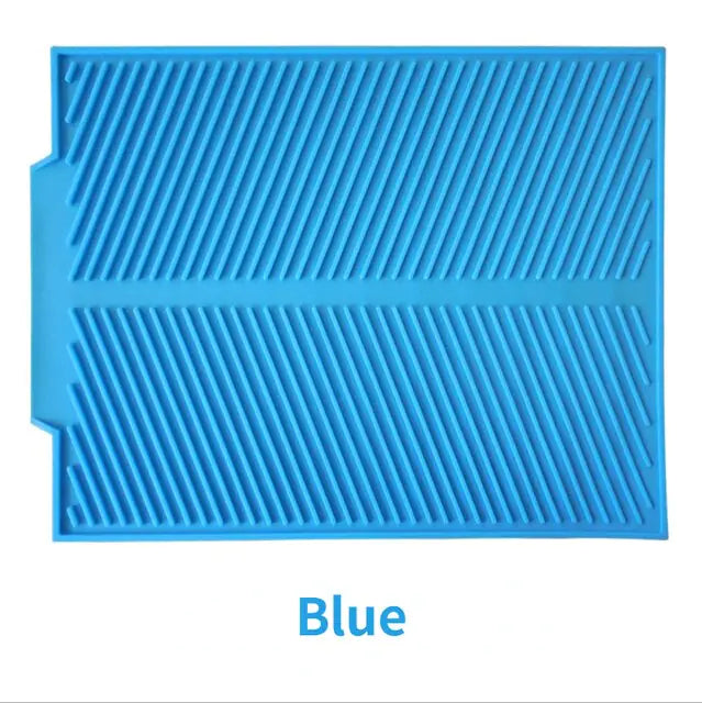 Big Silicone Dish Drying Mat Blue 43X33cm