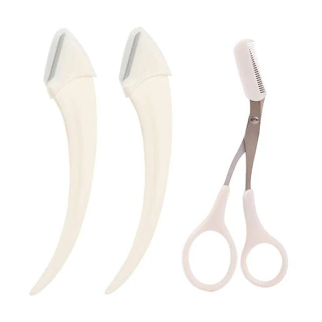 Eyebrow Trimming Scissors With Comb White